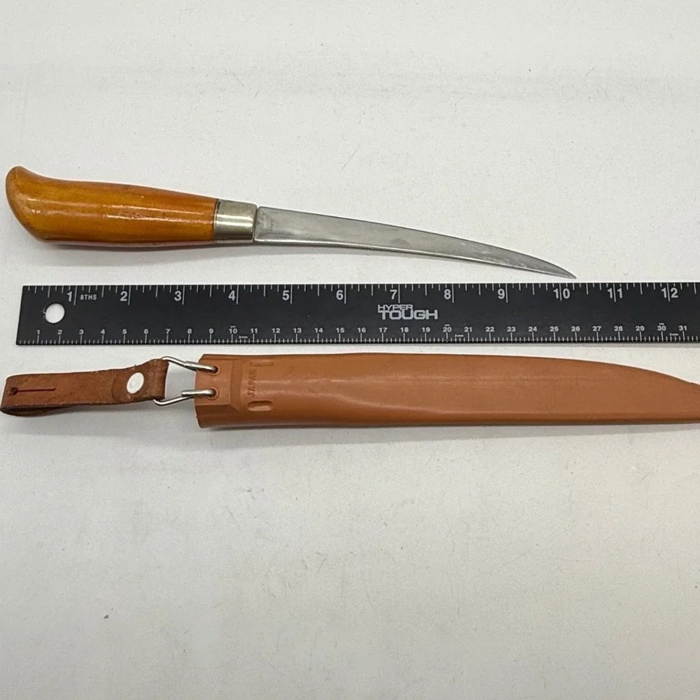 South Bend Norseman Fillet Knife Japan Stainless Steel Wood‎ Handle with Sheath